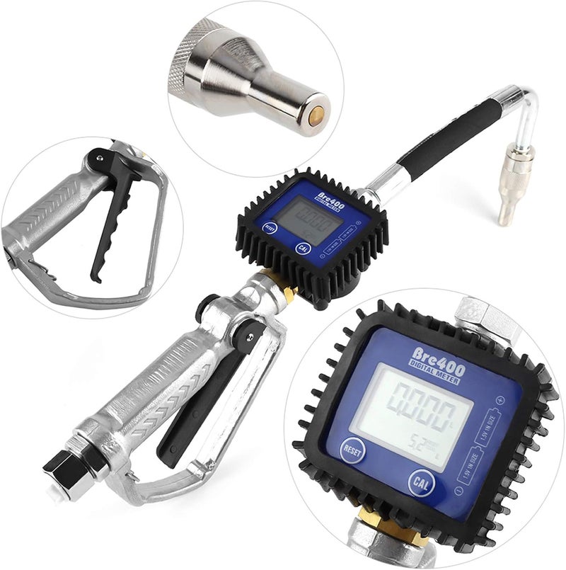 VINGVO Oil Control Valve Meter Nozzle 1/2", Digital Oil Control Valve Dispensing Nozzle, Heavy Duty Air Operated Electronic Oil Metering Gun with LCD Meter for Motor Oil, 1/2 Inch NPT Inlet - Image 1